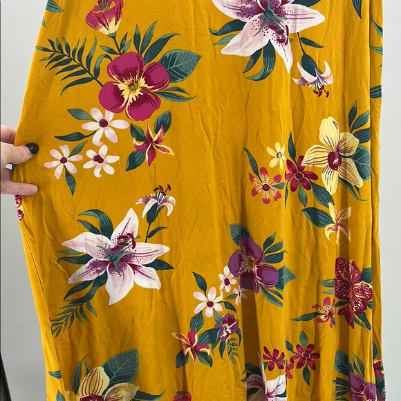 Old Navy Floral Mini swing Dress Yellow Purple L floral viscose tropical summer - Picture 9 of 11